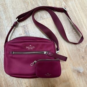 kate spade plum nylon crossbody with coin pouch